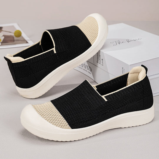 Damen Modische Slip-On Sneakers mit rutschfester und atmungsaktiver Strickoberfläche EB