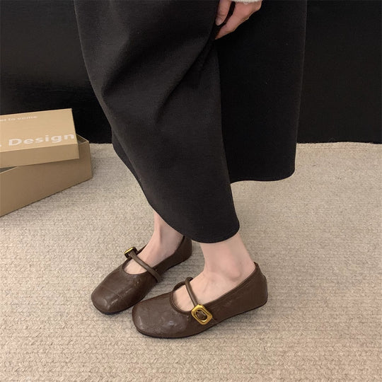 Damen elegante Ballerinas mit modischem Riemen und komfortabler Sohle EB
