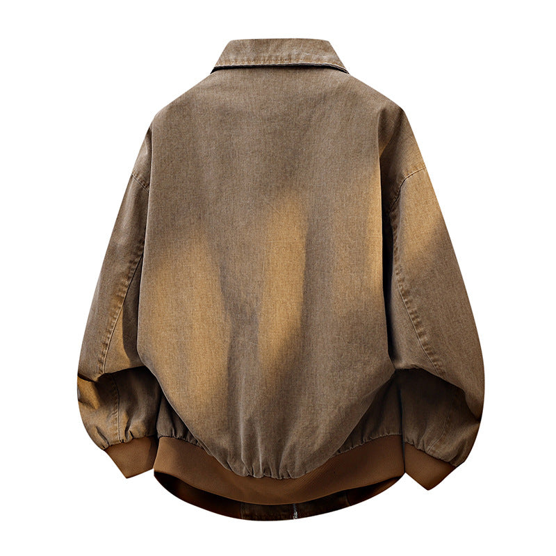 Herren oversized Freizeit-Bomberjacke aus Baumwollmix mit Reißverschluss, Stehkragen und elastischen Bündchen EB
