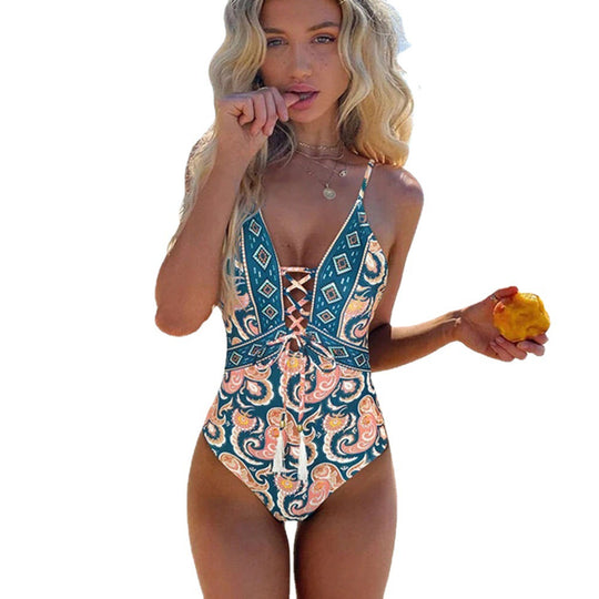 Damen eleganter Einteiler mit verspieltem Muster EB