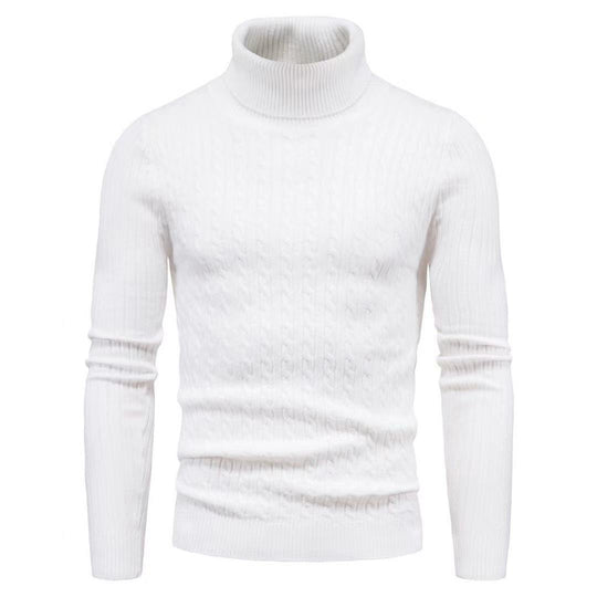 Herren nan schlanker Rollkragenpullover mit Zopfstruktur, feinem Rippstrick und elastischen Bündchen EB