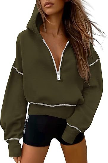 Damen Modischer Kapuzenpullover mit durchgehendem Reißverschluss EB