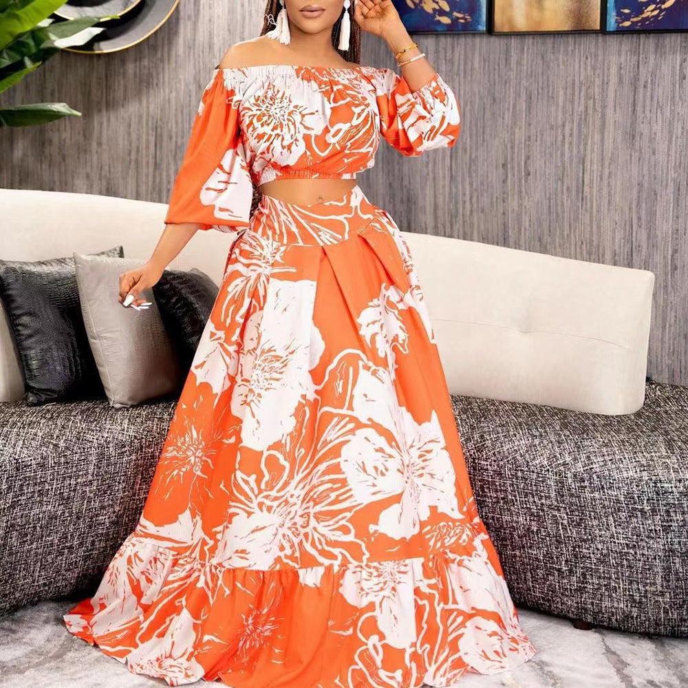 Damen Maxikleid mit überschnittenen Ärmeln und weitem Rock EB