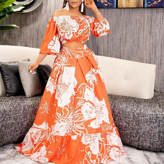 Damen Maxikleid mit überschnittenen Ärmeln und weitem Rock EB