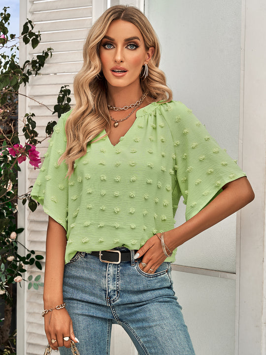 EB | Damen V-Ausschnitt einfarbig Haarball Top Damen