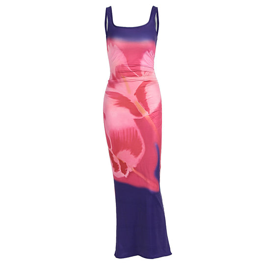 Damen figurbetontes Maxikleid mit floralem Design und elegantem Schnitt EB