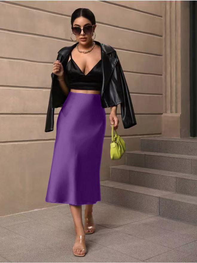 Damen Satin Rock mit schwingendem Saum und elegantem Schnitt EB