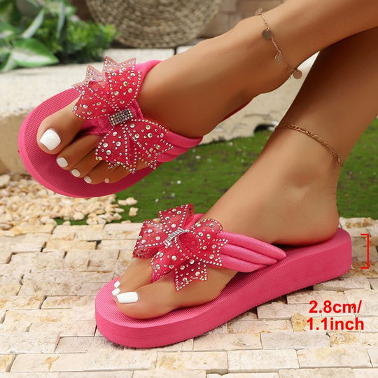 Damen Badesandalen mit elegantem Schleifen-Design und rutschfester Sohle EB