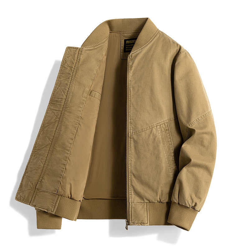 Men's  relaxed cotton-twill bomber jacket with reinforced seam panels and ribbed cuff hem EB