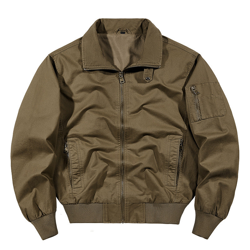 Men's  rugged cotton-blend utility bomber with ribbed trim and zip sleeve pocket EB