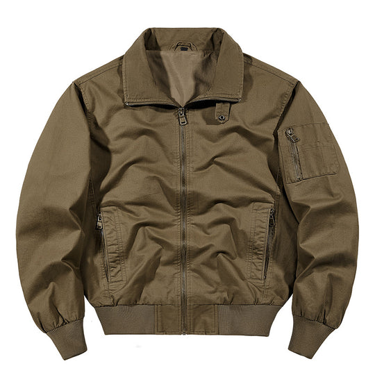 Men's  rugged cotton-blend utility bomber with ribbed trim and zip sleeve pocket EB