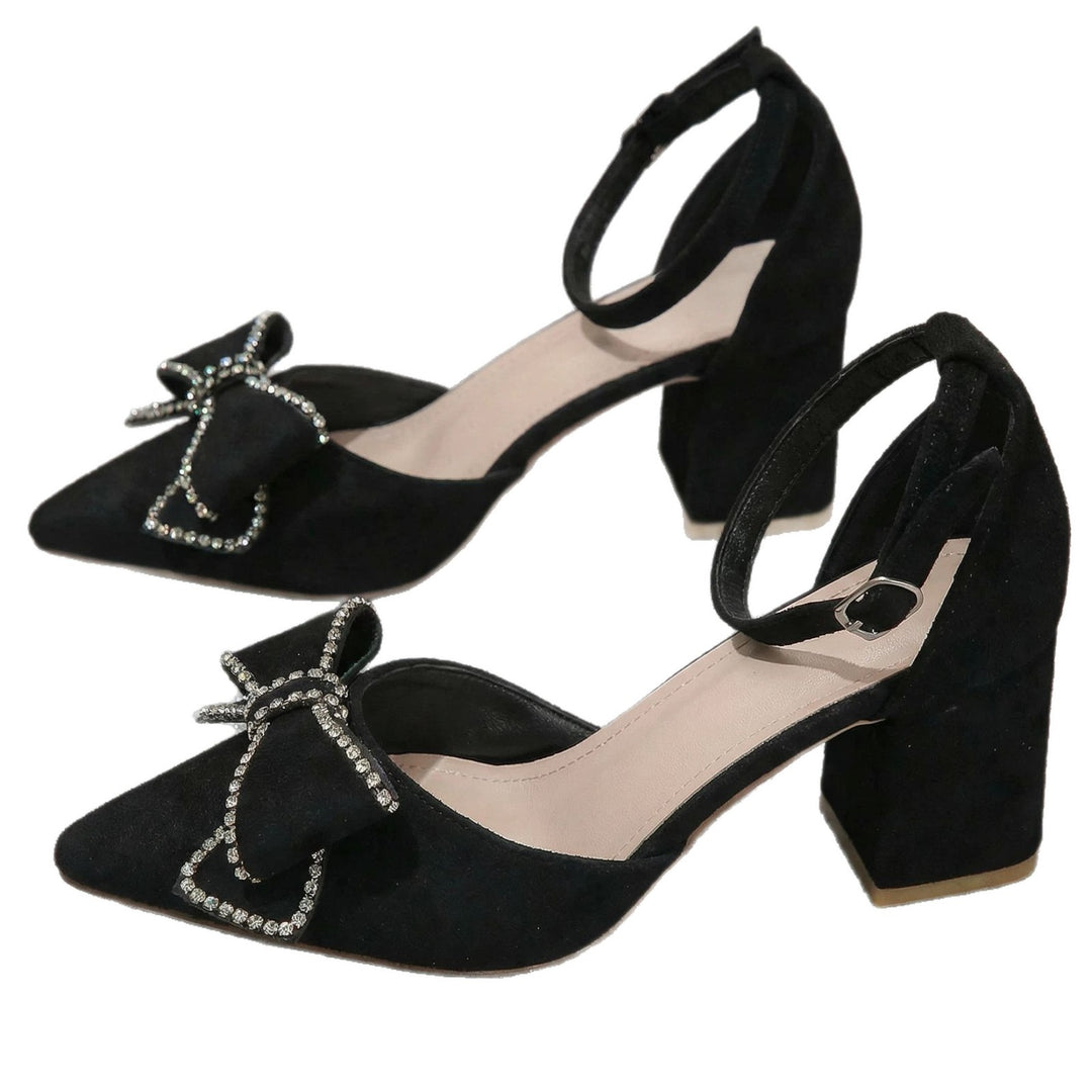 Damen elegante Slingback-Pumps mit funkelnden Schleifendetails EB