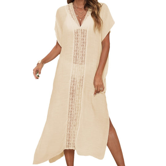 Damen eleganter Strandüberwurf mit Häkelakzenten EB