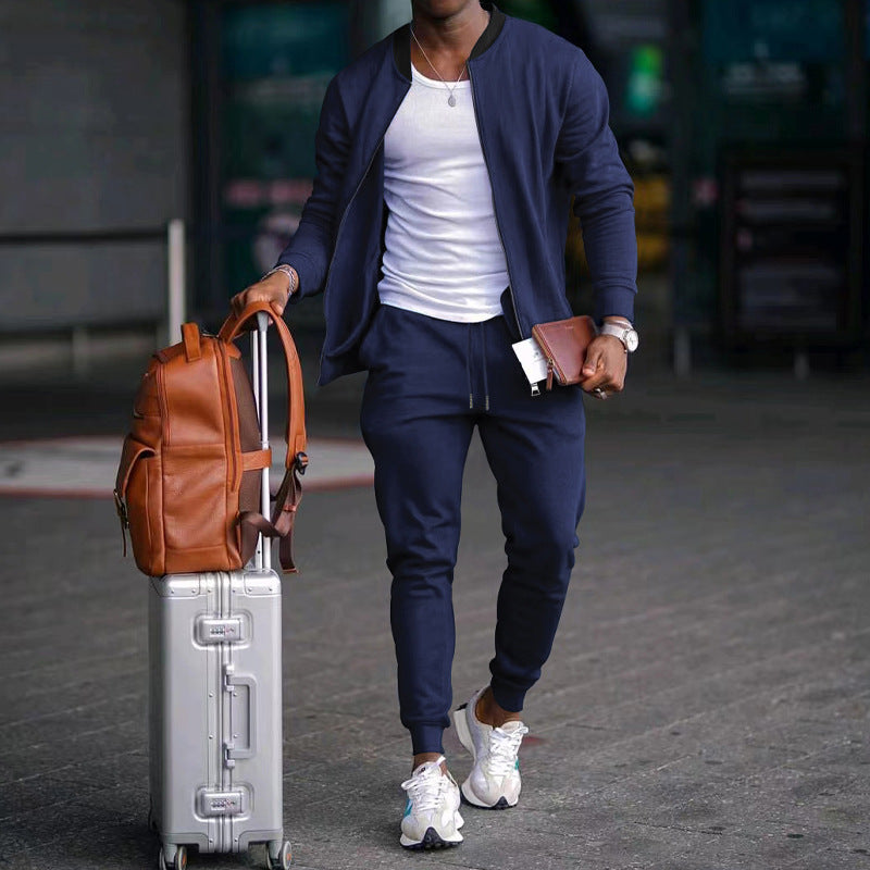 Herren Sportliches Freizeit-Set aus atmungsaktivem Material mit Reißverschluss und praktischen Taschen EB