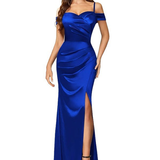 Damen Elegantes Maxikleid mit asymmetrischem Schnitt und Seitenschlitz EB