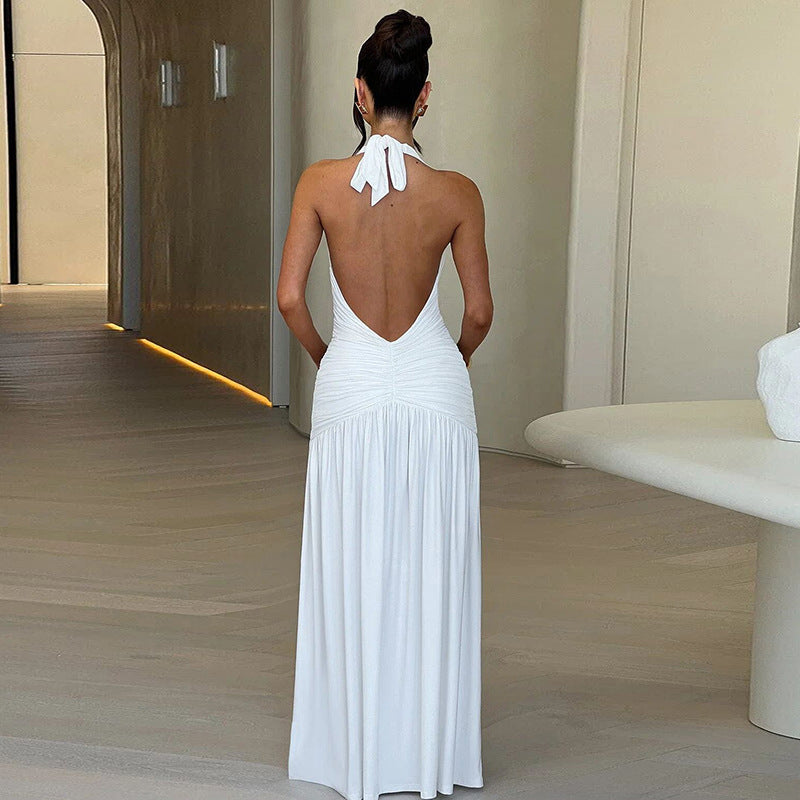 Damen Elegantes Maxikleid mit raffinierten Rüschendetails und hohem Schlitz EB