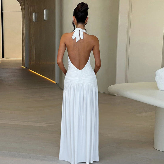 Damen Elegantes Maxikleid mit raffinierten Rüschendetails und hohem Schlitz EB