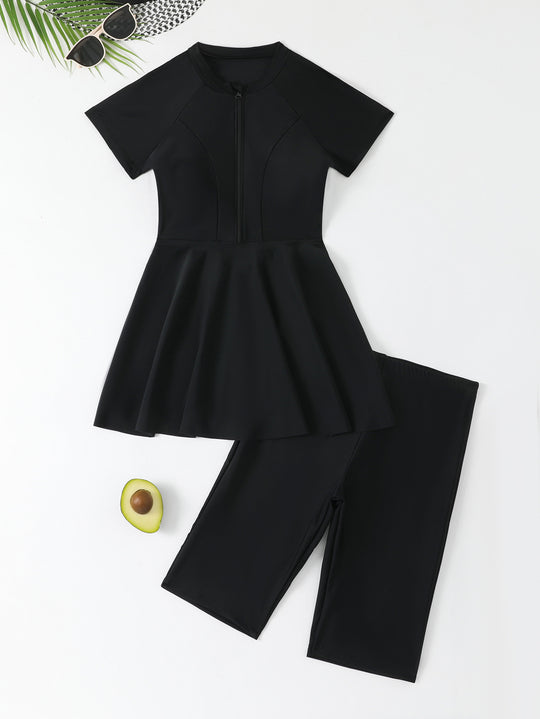 Damen Schwimmkleid mit Reißverschluss und passenden Shorts EB