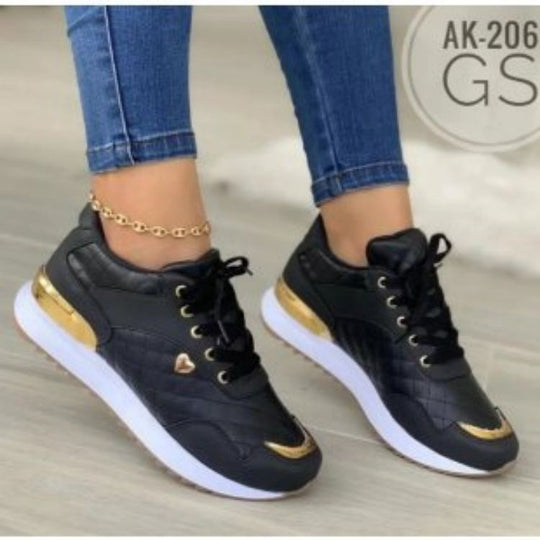 Damen Sportliche Sneakers mit metallischen Akzenten und atmungsaktivem Obermaterial EB
