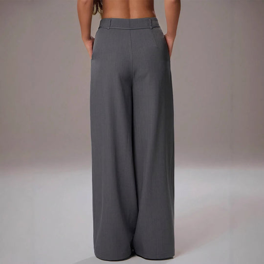 Damen Hochtaillierte Palazzo-Hose mit Bundfalten, Tunnelzug und weitem Bein EB