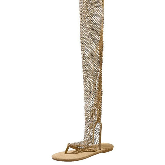 Damen Glamouröse Netz-Sandalen mit funkelnden Strassdetails EB