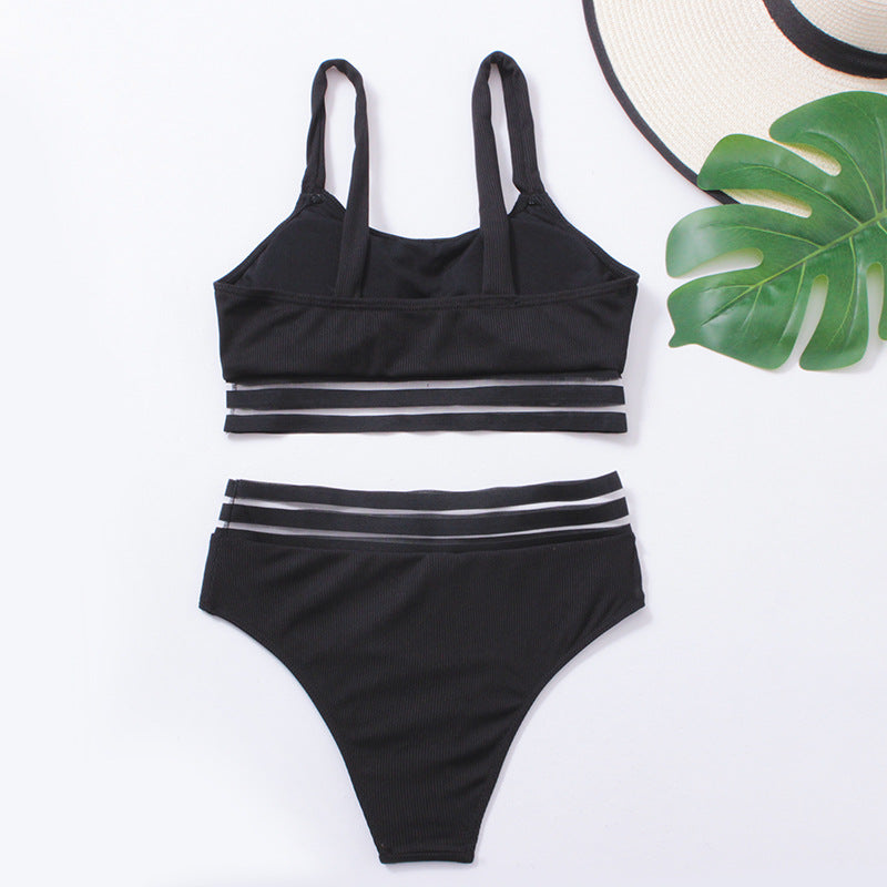 Damen Sportliches Bikini-Set mit modischer Elastikband-Optik EB