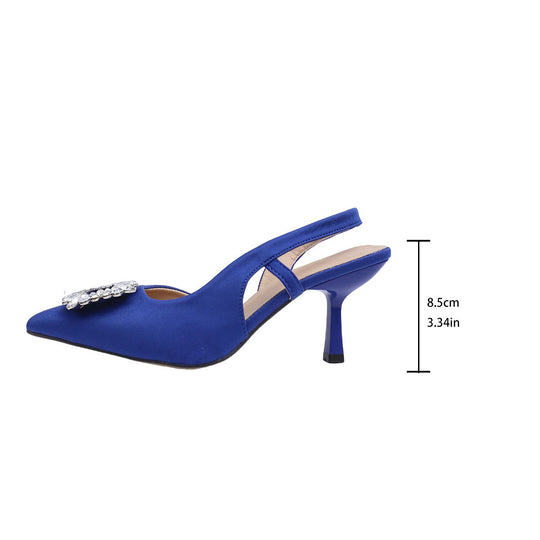 Damen Slingback High Heel Sandalen mit dekorativem Schmuckelement und elegantem Design EB