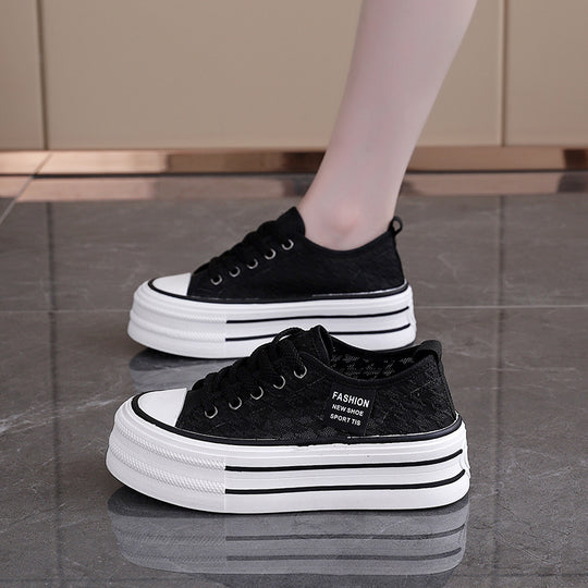 Damen Sneakers mit hohem Plateau und atmungsaktiver Oberseite EB