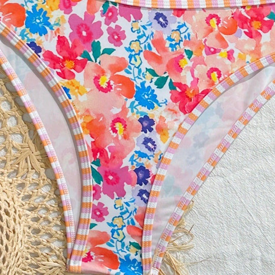 Damen Triangel-Bikini-Set mit floralem Muster und verspieltem Design EB