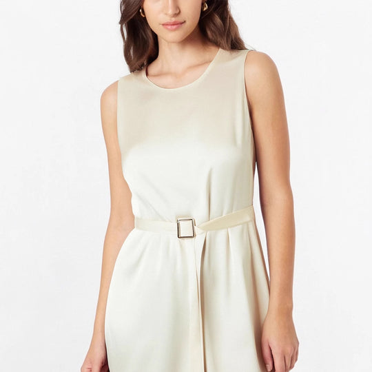 Damen Elegantes Midikleid mit Taillengürtel und fließendem Schnitt EB