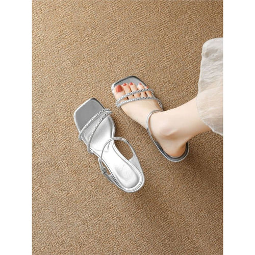 Damen elegante Plateau Sandalen mit rhinestone Akzenten EB