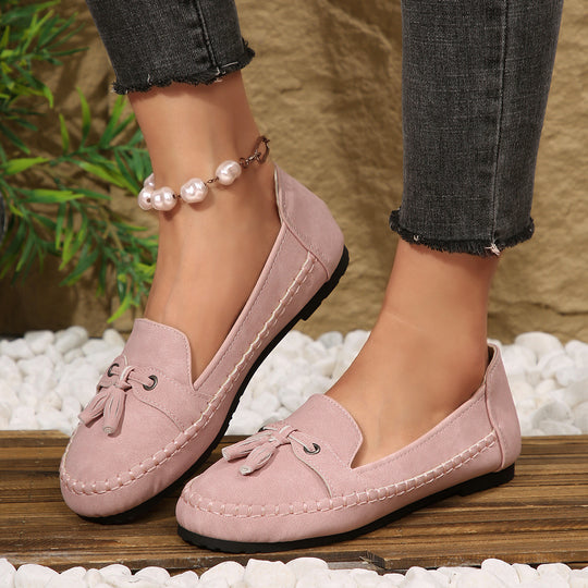 Damen  klassische Mokassin-Slipper mit Quasten und weichem Komfortfußbett EB