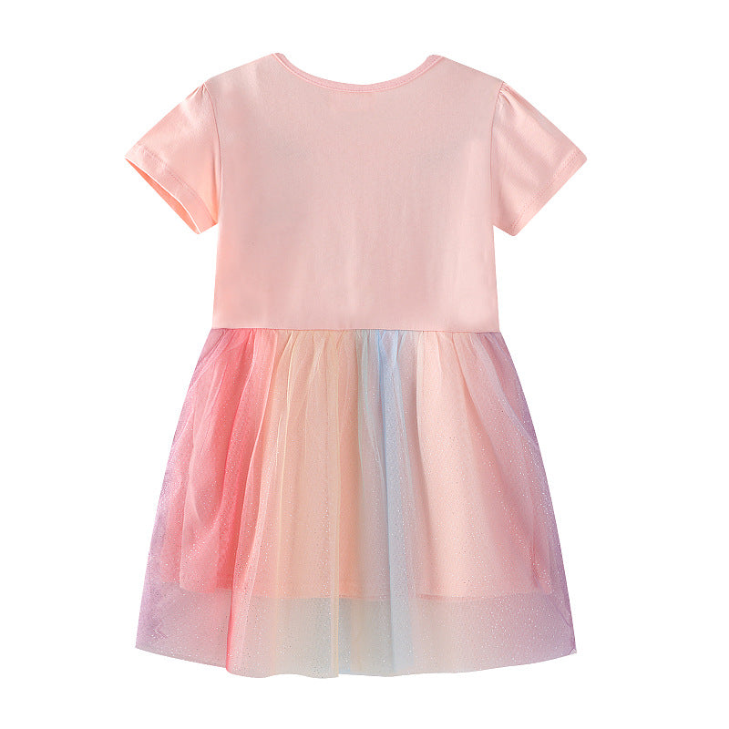 Mädchen Tüllkleid mit Einhorn-Stickerei und bunten Applikationen EB