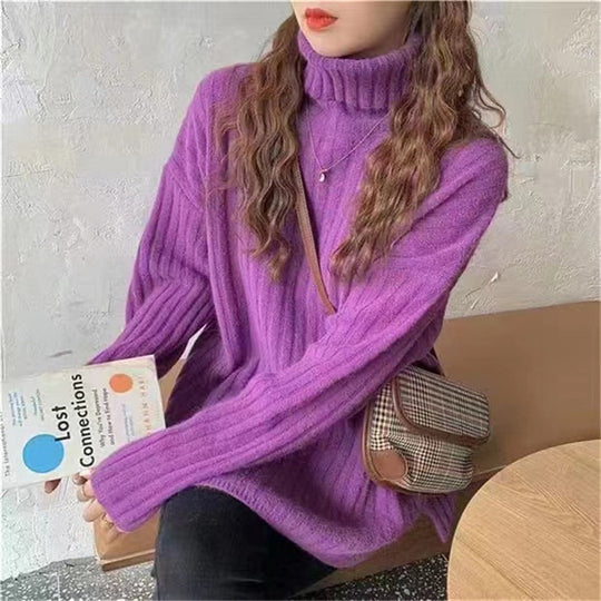 Damen Hochgeschlossenes Strickoberteil mit asymmetrischem Schnitt und feiner Rippstruktur EB