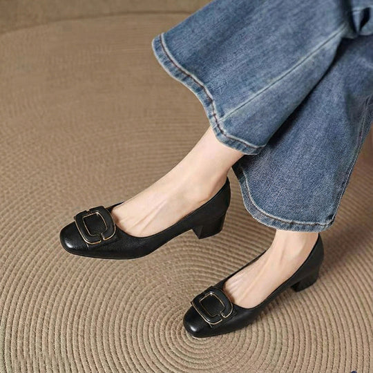 Damen elegante Ballerinas mit auffälligem Schnallen-Detail EB