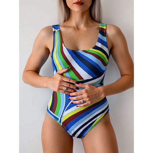 Damen Schwimmanzug mit modischem Streifenmuster EB