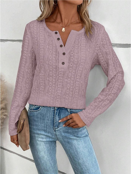 Damen Strukturierter Pullover mit Knopfdetails EB