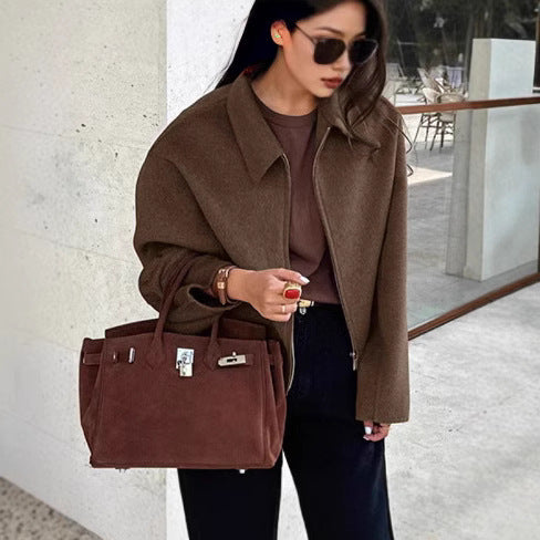 Damen elegante Kurzjacke aus weichem Material mit Oversize-Schnitten EB