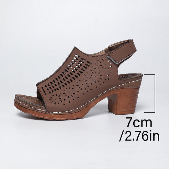 Damen Sandaletten mit durchbrochenem Design und komfortablem Blockabsatz EB