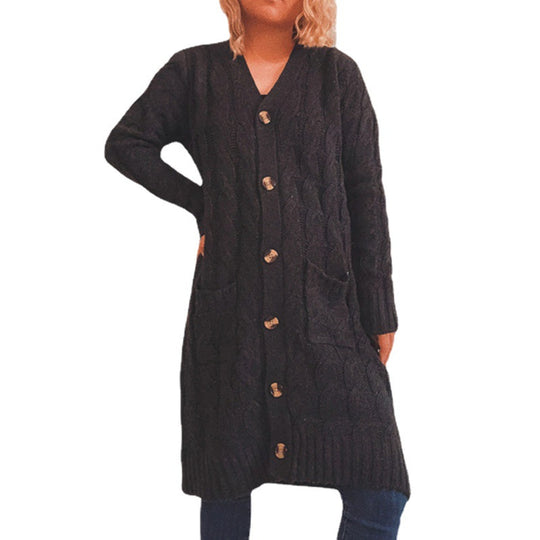 Damen Grobstrickjacke mit Knopfdetails und praktischen Taschen EB