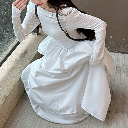 Damen elegantes Off-Shoulder Maxikleid mit modernen Trägerdetails EB