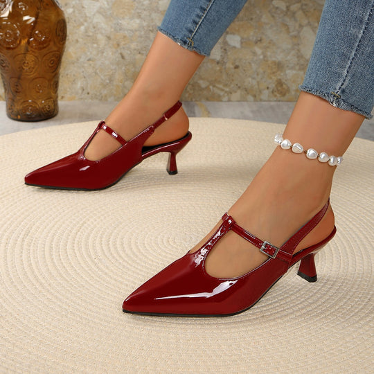 Damen Slingback High-Heels mit eleganter Spitze und verstellbarem Riemchen EB