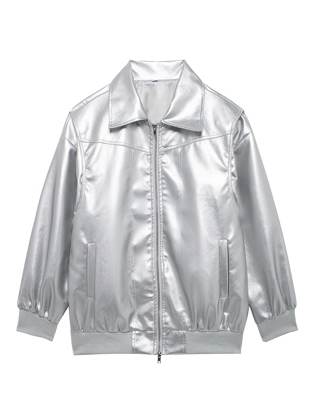 Damen Kunstlederjacke mit lässigem Schnitt und elastischem Saum EB