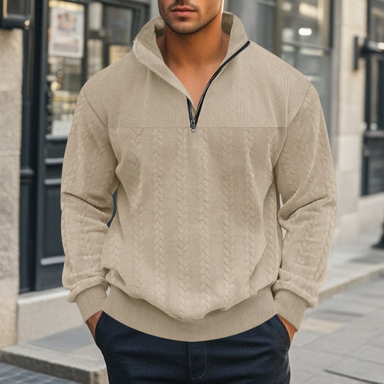 Herren Pullover mit strukturierter Optik und hohem Kragen EB