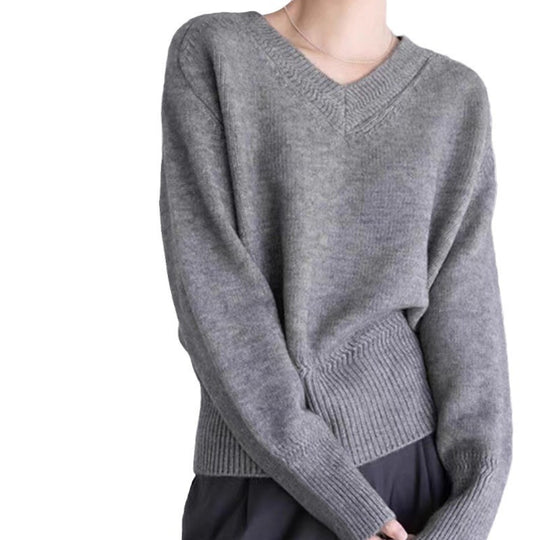 Damen V-Ausschnitt Pullover aus weichem Strick EB