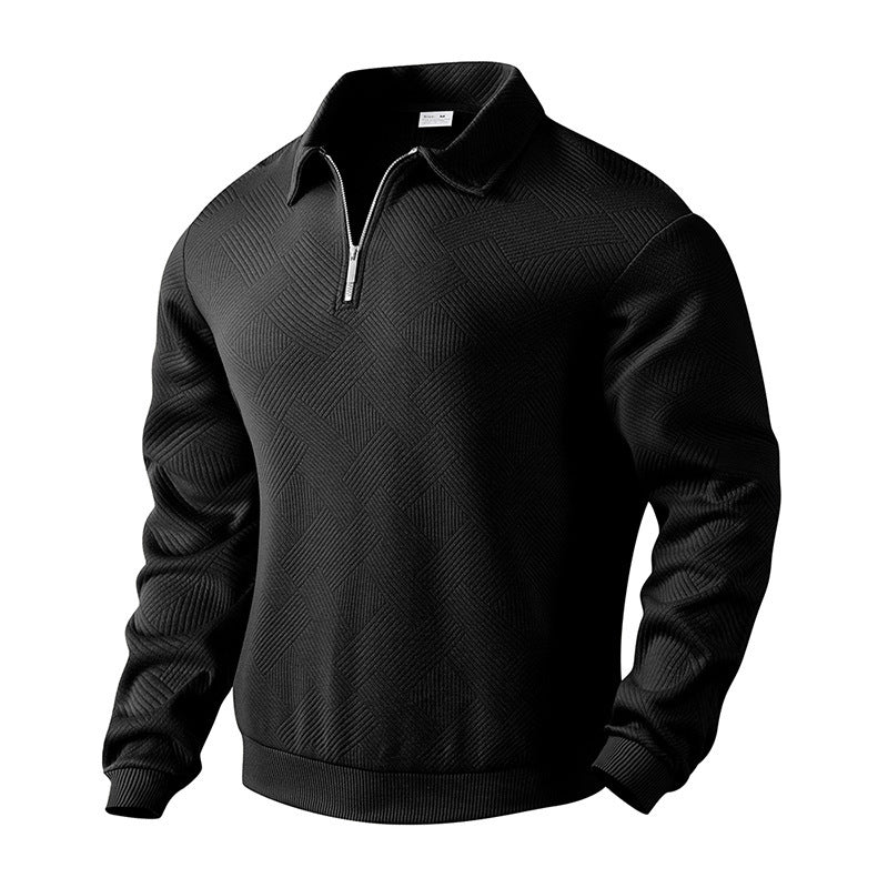 Herren Sportlicher Pullover mit Reißverschluss und strukturiertem Design EB