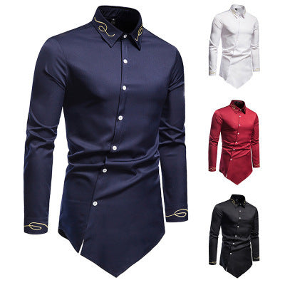 Herren Longsleeve Hemd im avantgardistischen Design mit asymmetrischem Saum EB