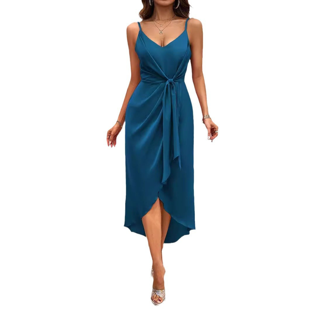 Damen Midikleid mit raffiniertem Wickeldesign und verstellbaren Trägern EB