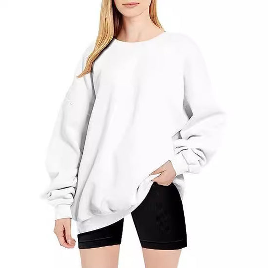 Damen nan Oversize-Sweater mit tiefem Schulterfall und gerippten Bündchen EB