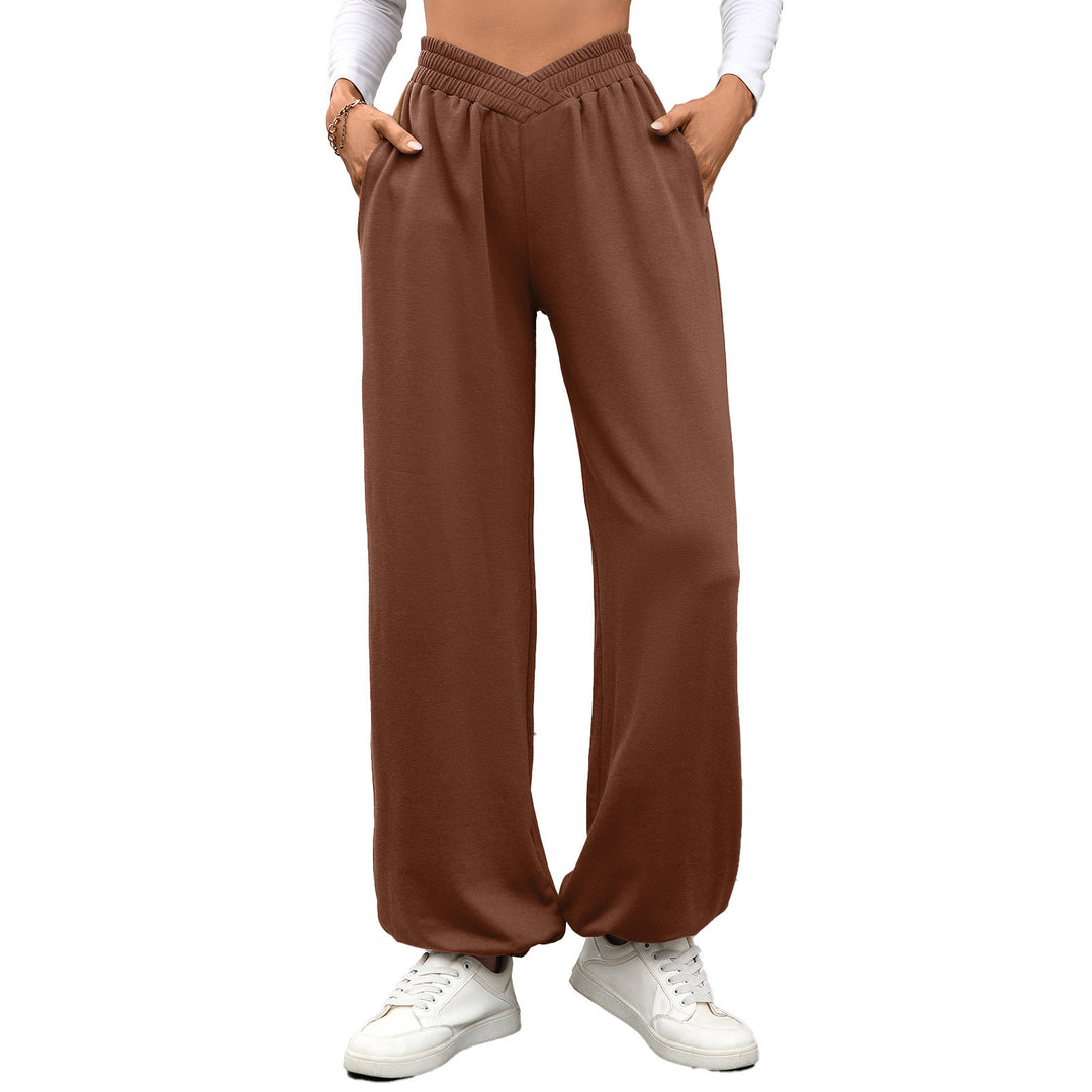 Damen bequeme Palazzo-Hose mit elastischem Bund und Seitentaschen EB